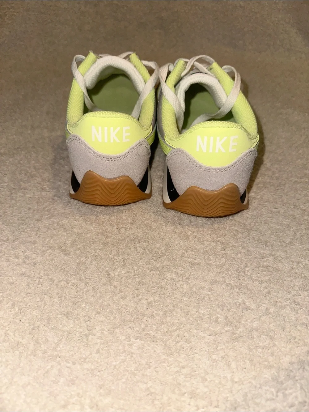 Nike Women’s Runner Sneaker in Gray with Lime Swoosh